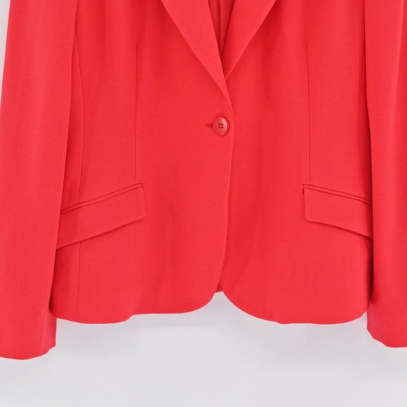 VTG 90s ARMANI COLLEZIONI Womens Size 12 Blazer Red Virgin Wool Career Office - Picture 3 of 9